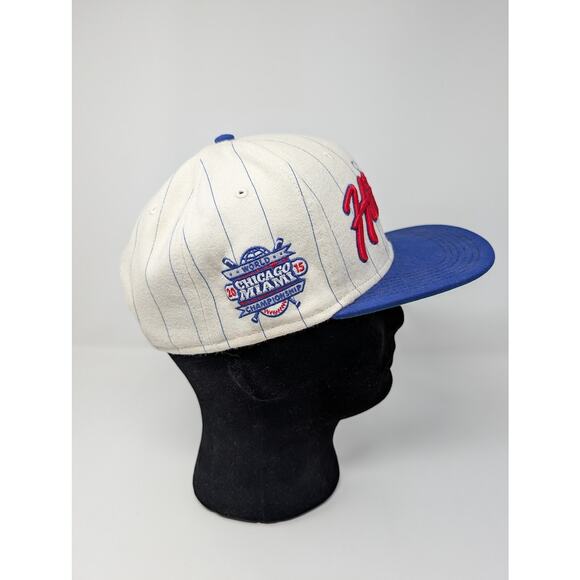 The Hundreds x Back to the Future Chicago 2015 Blue Cream Snapback Hat Pinstripe - Picture 5 of 7